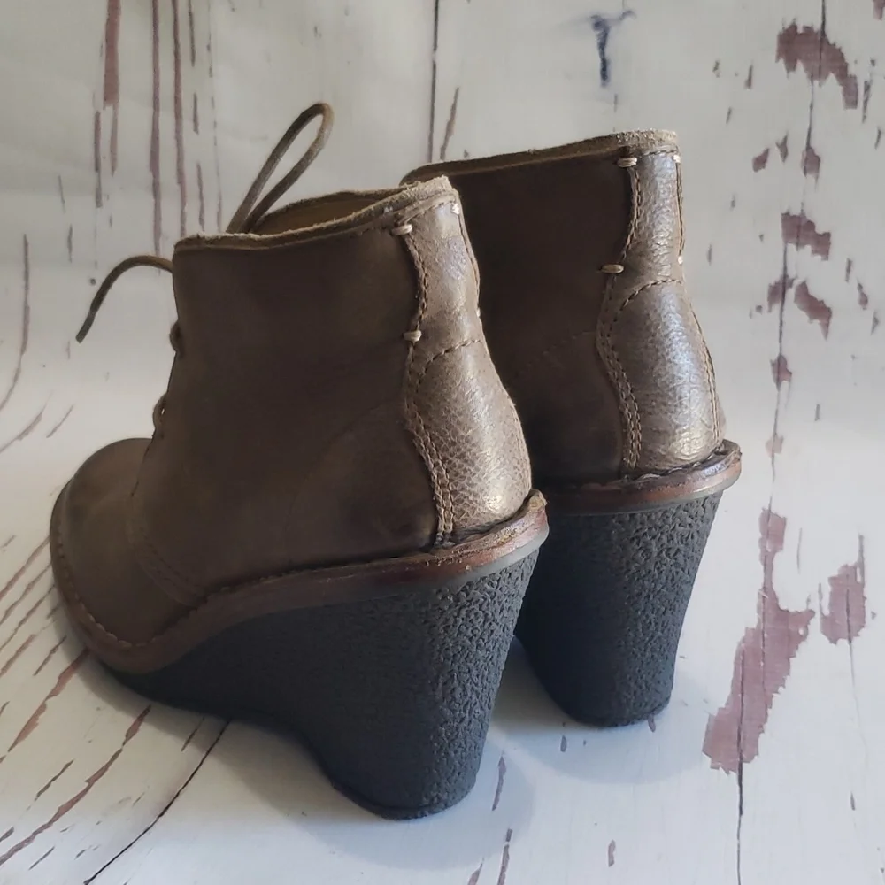 Bussola brown/gray lace up wedges ankle boots 37